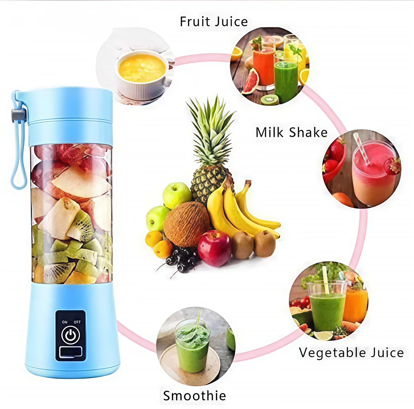 Portable USB 6-Blade Juicer Blender