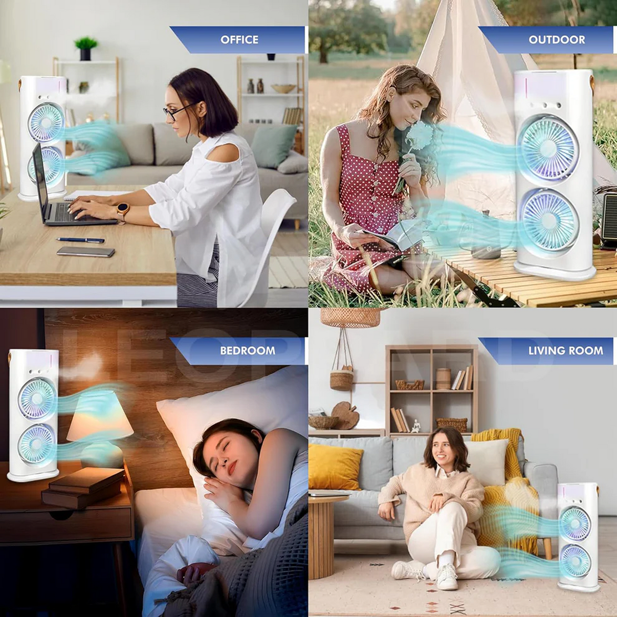 Portable Dual Fan Air Cooler with Mist Spray