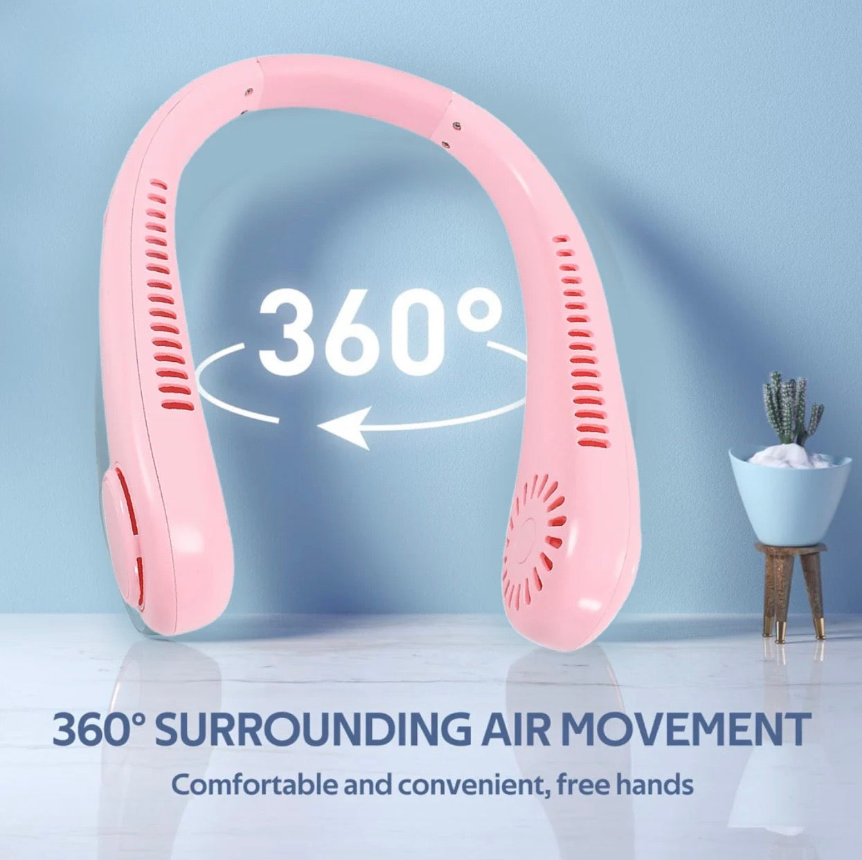 Portable Neck Fan – 360° Cooling